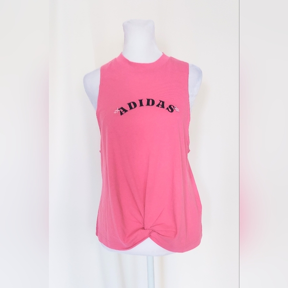 Adidas Women's Small Bloom Knotted Tank Top Pink NWT - Picture 1 of 7